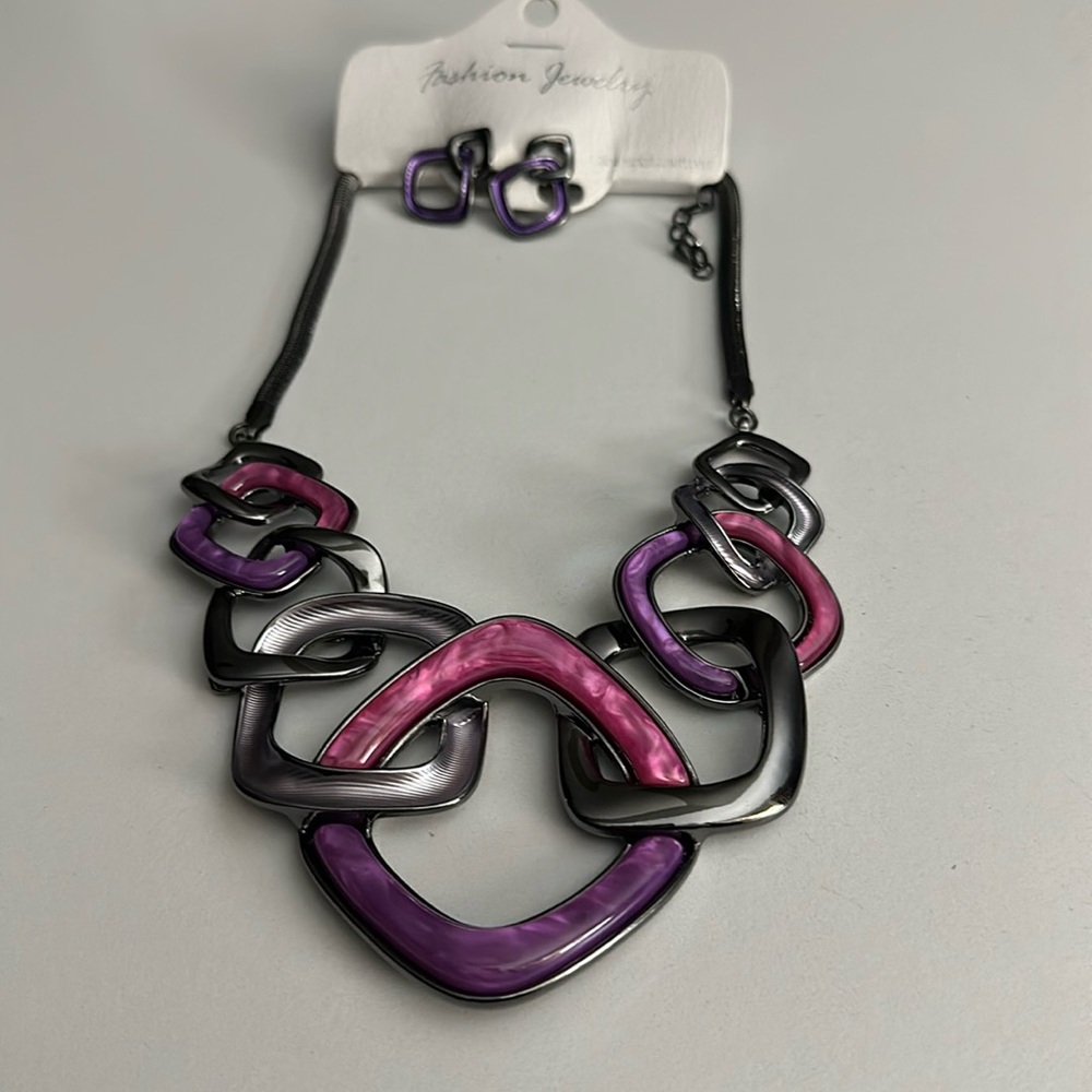 A beautiful purple necklace and earring set